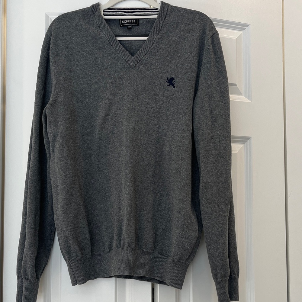 Express Men's Charcoal V-Neck Sweater